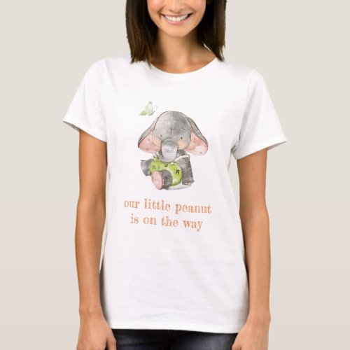 Cute Little Peanut Elephant Foliage Baby Shower T_Shirt