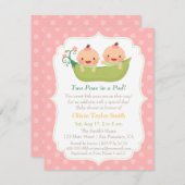 Cute Little Peas in a Pod Twin Girls Baby Shower Invitation (Front/Back)