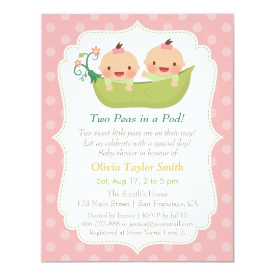 Cute Little Peas In A Pod Twin S Baby Shower Invitation Zazzle