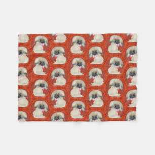 Cute Little Pekingese Dogs Fleece Blanket