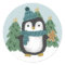 Cute Little Penguin and Gingerbread Man Christmas 