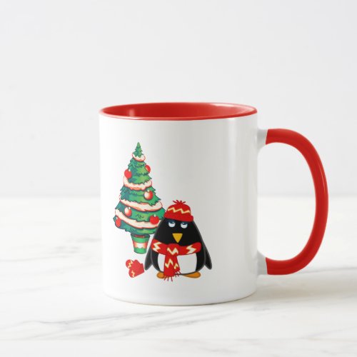 Cute Little Penguin  Custom Name Christmas Gift  Mug