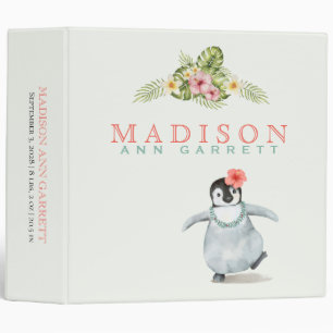 Cute Little Penguin Girl Baby Photo Album 3 Ring Binder