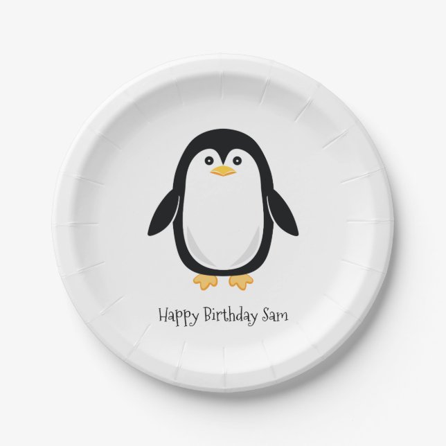 Cute Little Penguin Paper Plates (Front)