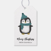 Cute Little Penguin Personalized Christmas  Gift Tags (Front)