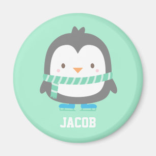 Cute Little Penguin with Winter Scarf Personalized Magnet