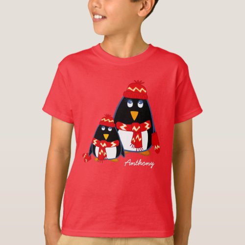 Cute Little Penguins  Custom Name  T_Shirts
