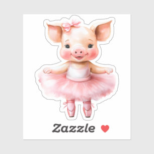 Cute little pig ballerina dancing ballet sticker