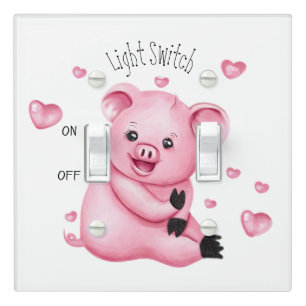 Cute little pig light switch cover