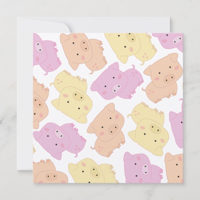 Cute Little Piggy Pig's Birthday Party Invite (Front)