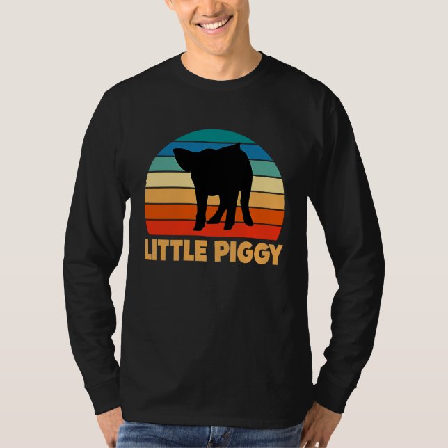 Cute Little Piggy Sunset Piglet Silhouette T-Shirt (Front)