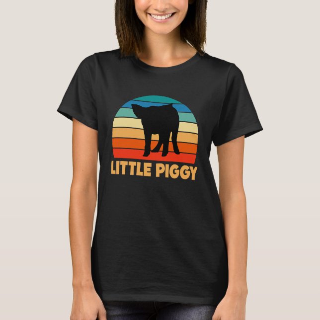 Cute Little Piggy Sunset Piglet Silhouette T-Shirt (Front)