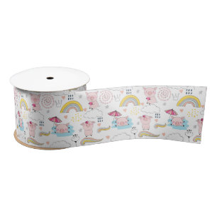 Cute Little Pigs Satin Ribbon