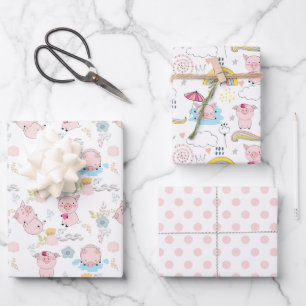 Cute Little Pigs Wrapping Paper Sheets