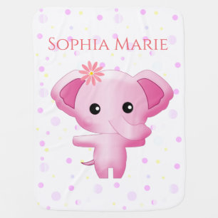 Cute Little Pink Baby Girl Elephant Blanket