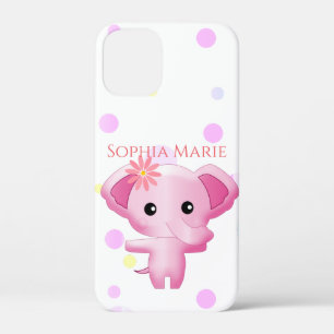 Cute Little Pink Baby Girl Elephant iPhone 12 Mini Case