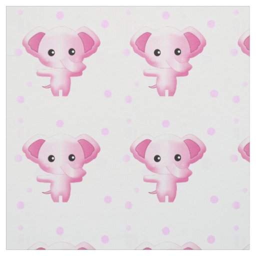 Cute Little Pink Baby Girl Elephant Fabric