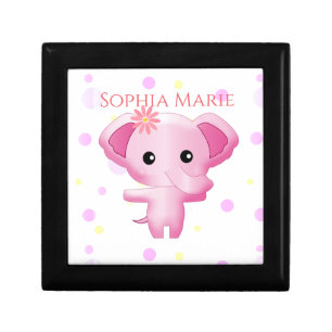 Cute Little Pink Baby Girl Elephant Gift Box