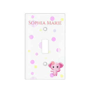 Cute Little Pink Baby Girl Elephant Light Switch Cover