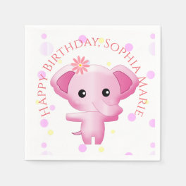 Cute Little Pink Baby Girl Elephant Napkins