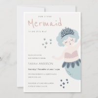 CUTE LITTLE PINK BLUE MERMAID BABY SHOWER INVITE