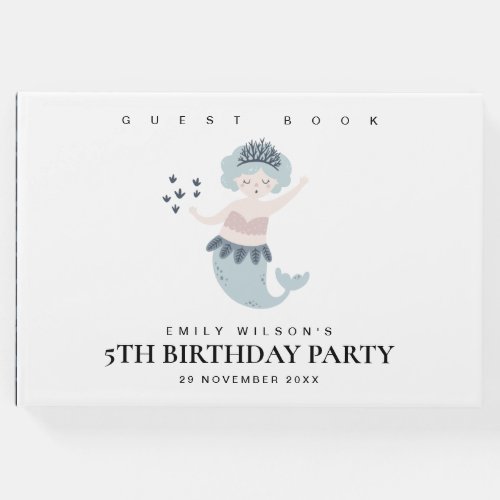 CUTE LITTLE PINK BLUE MERMAID KIDS BIRTHDAY PARTY GUEST BOOK