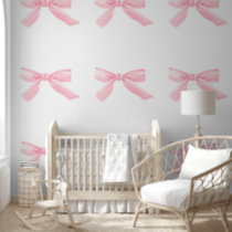 Cute Little Pink Bows Baby Girl Nursery Wallpaper