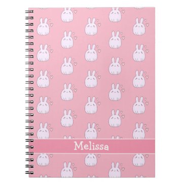 Cute Little Pink Bunnies Aqua Kids Notebook