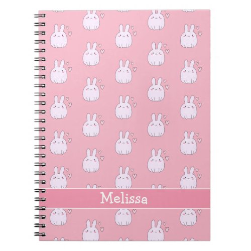 Cute Little Pink Bunnies Aqua Kids Notebook