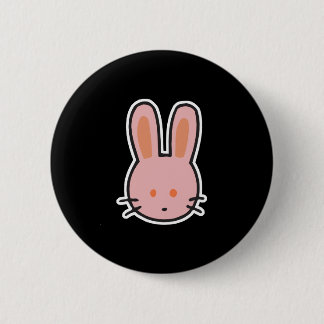 cute little pink bunny face pinback button