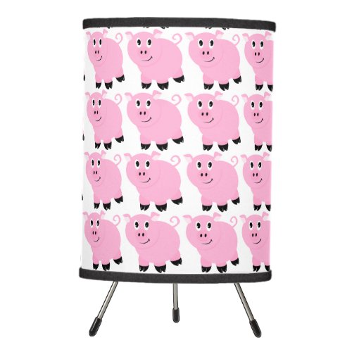 Cute Little Pink Cartoon Pig Pattern Kids Tripod Lamp