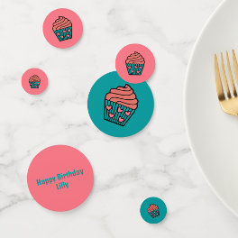 Cute Little Pink Cupcake Theme Girl Birthday Party Confetti