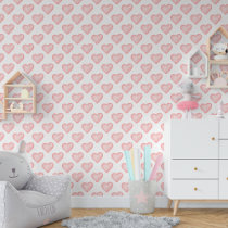 Cute Little Pink Hearts Baby Girl Nursery Wallpaper