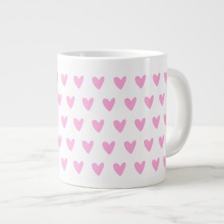 Cute Little Pink Hearts Pattern - Romantic Giant Coffee Mug