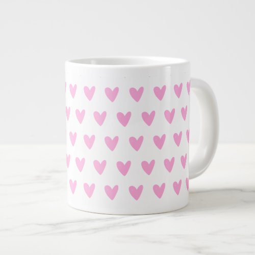 Cute Little Pink Hearts Pattern _ Romantic Giant Coffee Mug