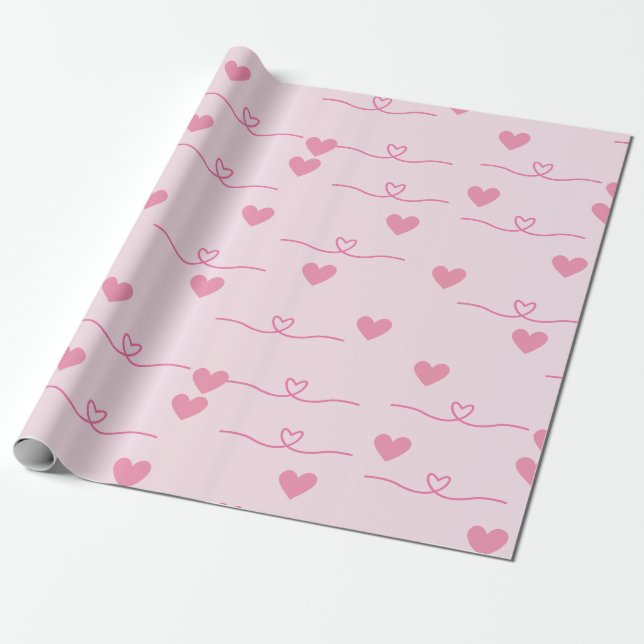 Cute Little Pink Hearts Wrapping Paper (Unrolled)