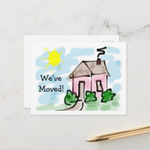 Cute Little Pink House Moving Announcement