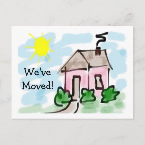 Cute Little Pink House Moving Announcement
