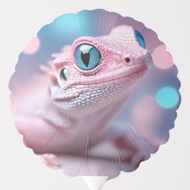 Cute Little Pink Lizard with Big Blue Eyes Balloon (Front)
