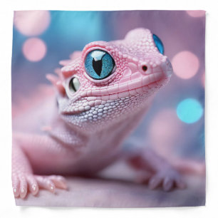 Cute Little Pink Lizard with Big Blue Eyes Bandana