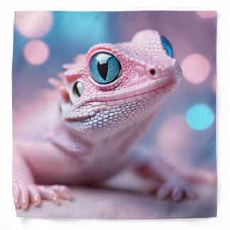 Cute Little Pink Lizard with Big Blue Eyes Bandana