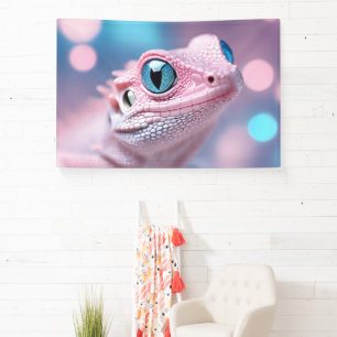 Cute Little Pink Lizard with Big Blue Eyes Banner