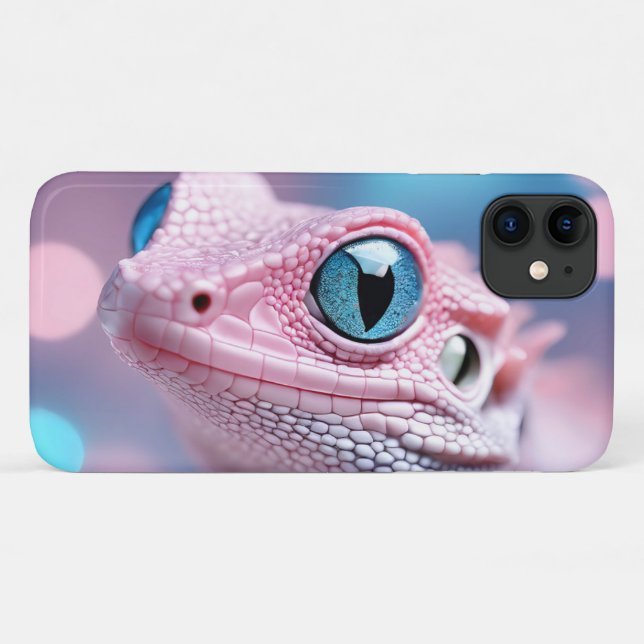 Cute Little Pink Lizard with Big Blue Eyes Case-Mate iPhone Case (Back (Horizontal))