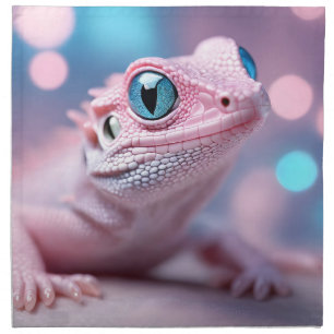 Cute Little Pink Lizard with Big Blue Eyes Cloth Napkin