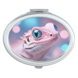 Cute Little Pink Lizard with Big Blue Eyes Compact Mirror