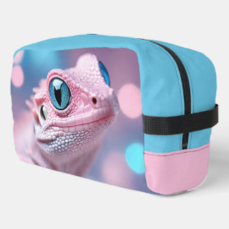 Cute Little Pink Lizard with Big Blue Eyes Dopp Kit