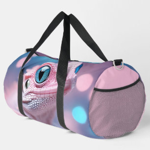 Cute Little Pink Lizard with Big Blue Eyes Duffle Bag