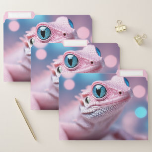 Cute Little Pink Lizard with Big Blue Eyes File Folder