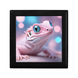 Cute Little Pink Lizard with Big Blue Eyes Gift Box