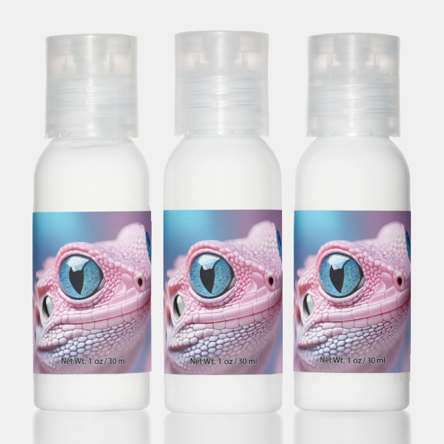 Cute Little Pink Lizard with Big Blue Eyes Hand Lotion (Set)